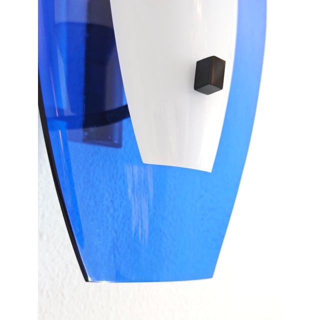 Mid-Century Modern Blue and White Acrylic Glass Wall Lamps, Italy, 1970s, Set of 2 For Sale - Image 15 of 18