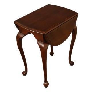 Ethan Allen Georgian Court Queen Anne Style Cherry Drop Leaf Side Table For Sale
