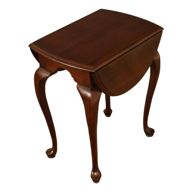 Ethan Allen Georgian Court Queen Anne Style Cherry Drop Leaf Side Table For Sale