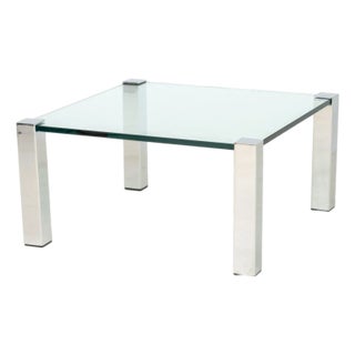 Italian Chrome and Glass Top Coffee Table For Sale