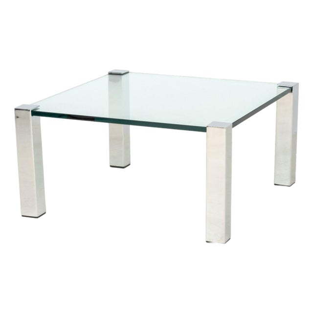 Italian Chrome and Glass Top Coffee Table For Sale