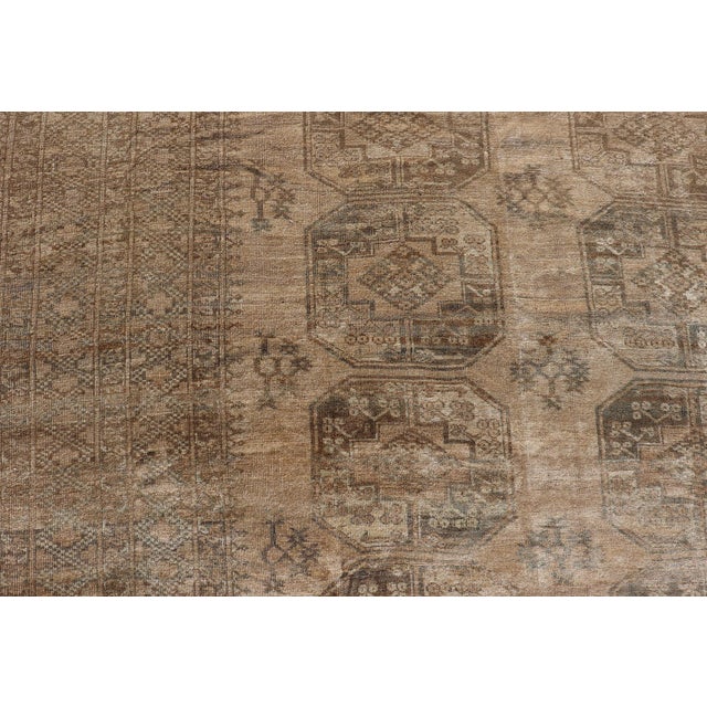 Taupe All-Over Gul Design Turkmen Vintage Ersari Rug in Soft Brown and Taupe For Sale - Image 8 of 11