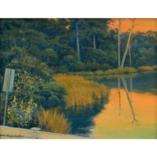 Brilliant landscape of a glowing pond at sunset, California's golden hour, by Max Flandorfer (American, b. 1962), 2018....