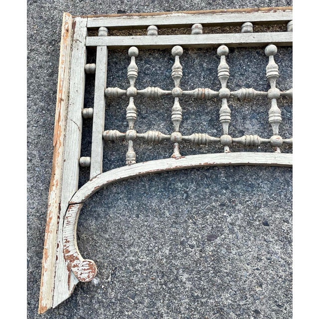 Wood 19 C Victorian Stick and Ball Gingerbread Fretwork Archway Architectural Salvage White Paint For Sale - Image 7 of 12