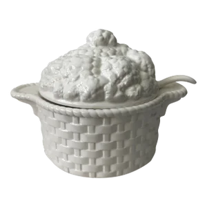 1980s Vintage White Ceramic Soup Tureen With Ladle, Italy