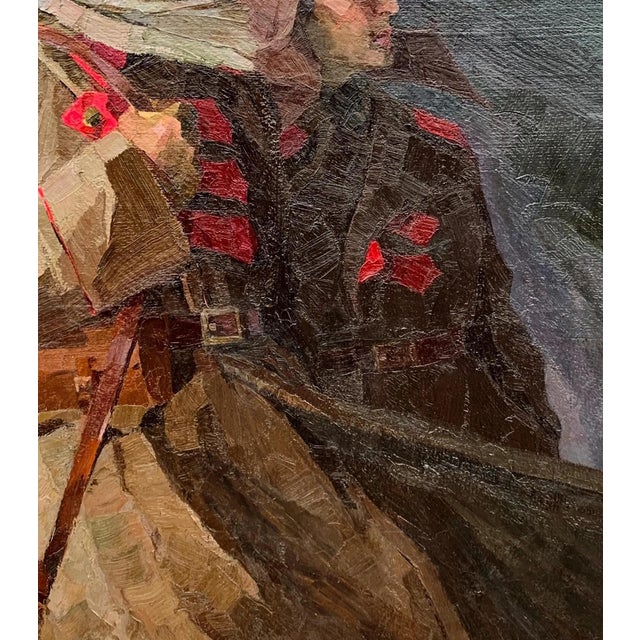Red Army Budyonnovtsy Great Oil Painting Original Artist Osenniy m.s. 130-115 1970 For Sale - Image 6 of 6