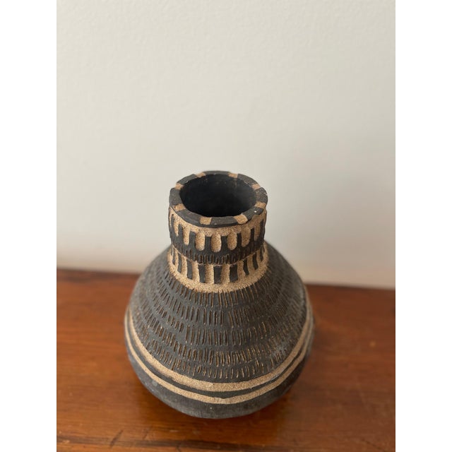 Studio-pottery vase with great patterns. Made in the 1970s.