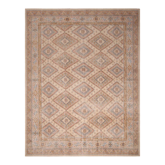 Rug & Kilim’s Oversized Diamond Play Rug in Taupe, 13x19 For Sale
