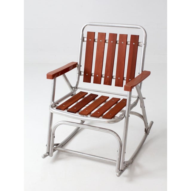 Mid-Century Folding Rocking Chair For Sale - Image 4 of 12