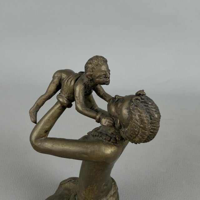 Metal Ancient Bronze Tribal Maternity Sculpture, 1950s For Sale - Image 7 of 12