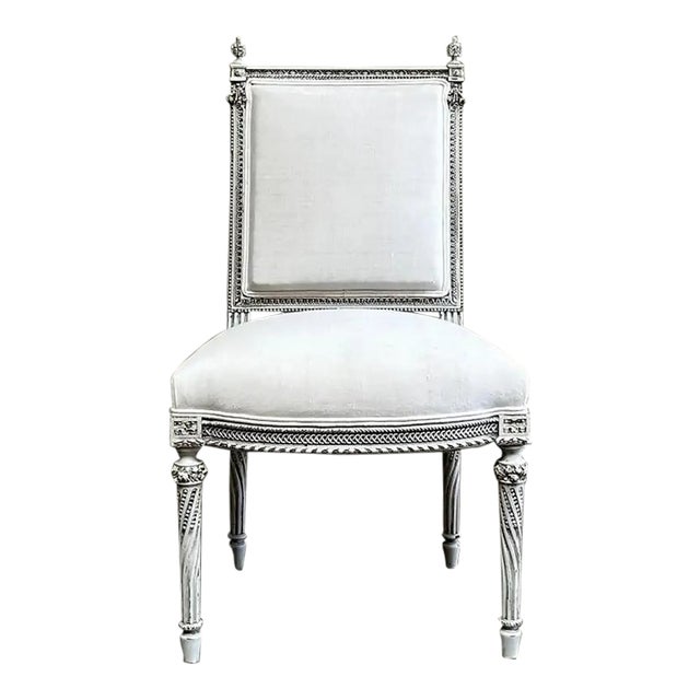 Antique Louis XVI Style Painted and Upholstered Chair For Sale