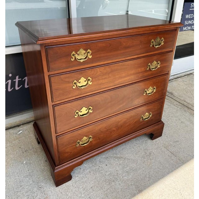 American 1960s Henkel Harris Solid Black Cherry 4-Drawer Chest Model No. 2440 For Sale - Image 3 of 17