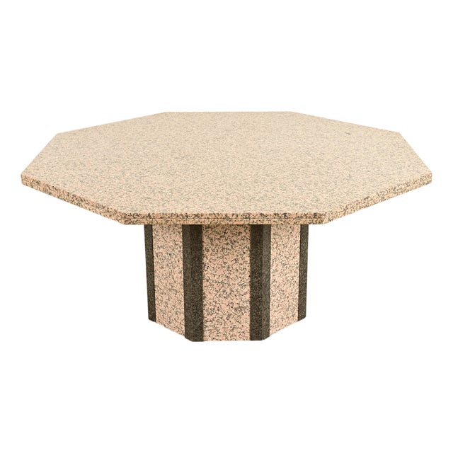 Modern Italian Granite and Marble Pedestal Dining Table in the Manner of Ello, Circa 1980s For Sale