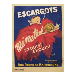 1930's Original French Art Deco Poster - Escargots Menetrel For Sale
