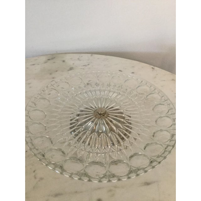 VINTAGE ITALIAN 1960'S CUT GLASS CAKE STAND WITH SILVER PLATED PEDESTAL - LEONARD CRYSTAL As elegant as any cake or pie...