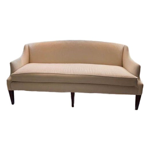 Upholstered Apartment Sofa With Ottoman & Designer Pillows For Sale