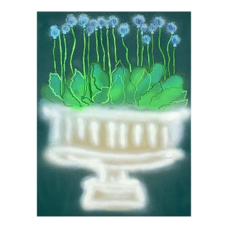 Poppy Pods Urn Contemporary Garden Painting by Susan Havens For Sale