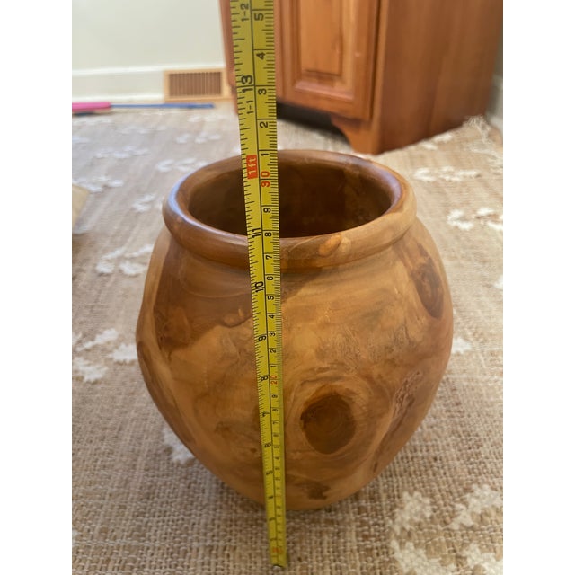 1990s Turned Teak Root Dry Vase Rounded Urn For Sale - Image 5 of 11