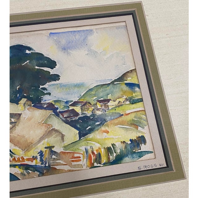 Impressionist Sinclair Howell Ross "Cottage With an Ocean View" Original Watercolor C.1941 For Sale - Image 3 of 12
