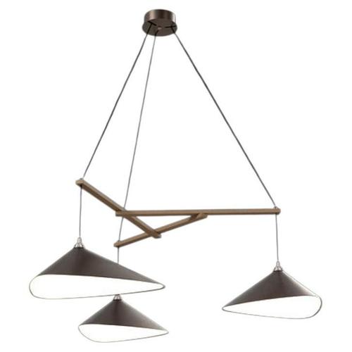 Emily Group of Three Chandelier in Steel with Dark Bronze Finish by Moss Objects For Sale - Image 13 of 13