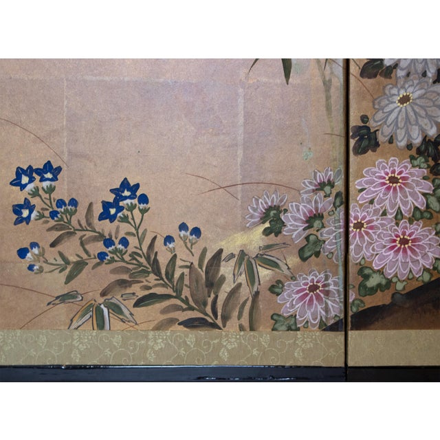 1950-1960s Showa Era Pair of Painted Japanese Byobu Screens For Sale - Image 12 of 18