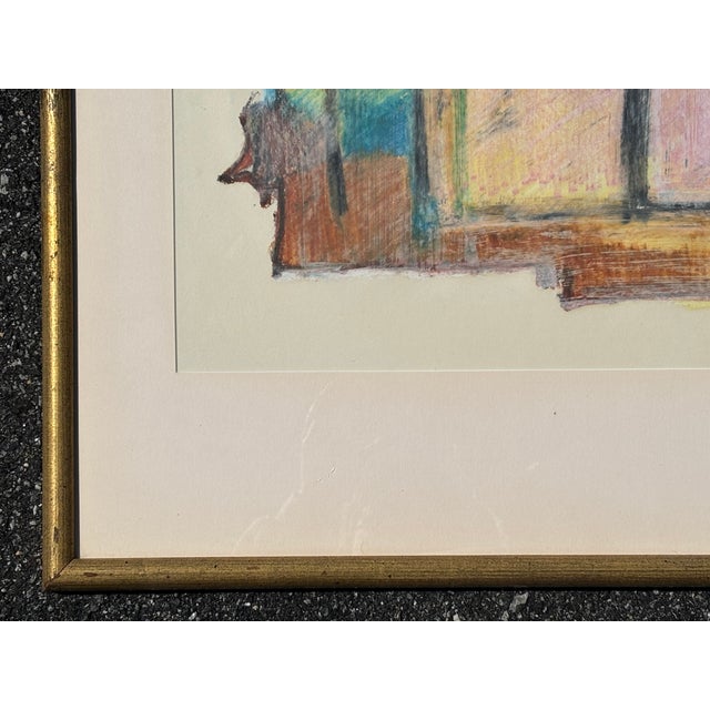 Original 1979 Pastel + Gouache on Paper - Colorful Cityscape in Exceptional Gallery Frame For Sale - Image 11 of 12