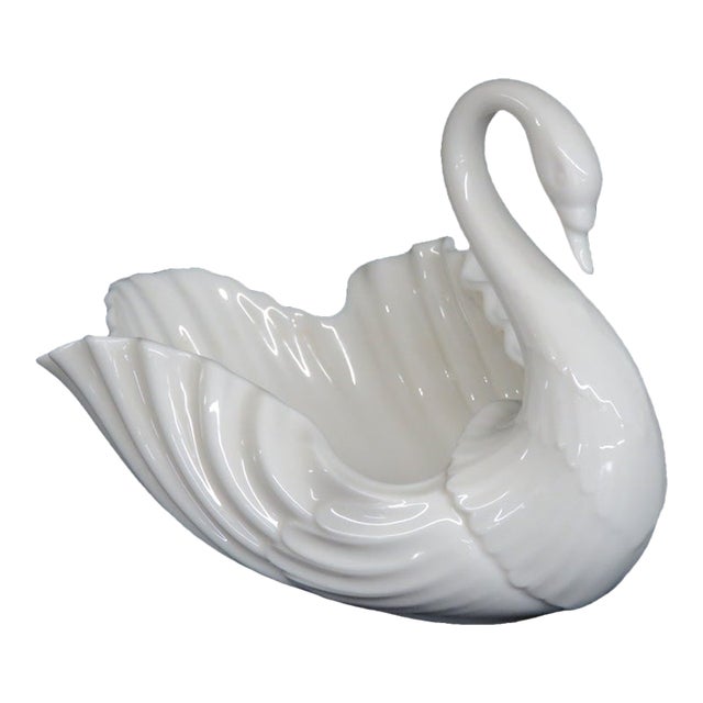 Lenox Porcelain Swan Figurine Bowl Planter Dish Ivory Color Made in Usa 5206b For Sale