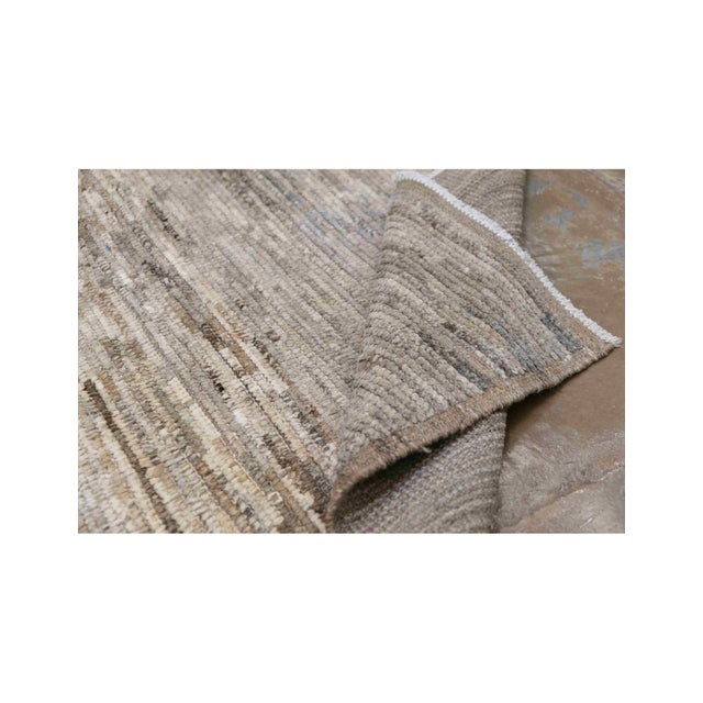 Taupe & Brown Hand Knotted Wool Rug For Sale In Los Angeles - Image 6 of 6