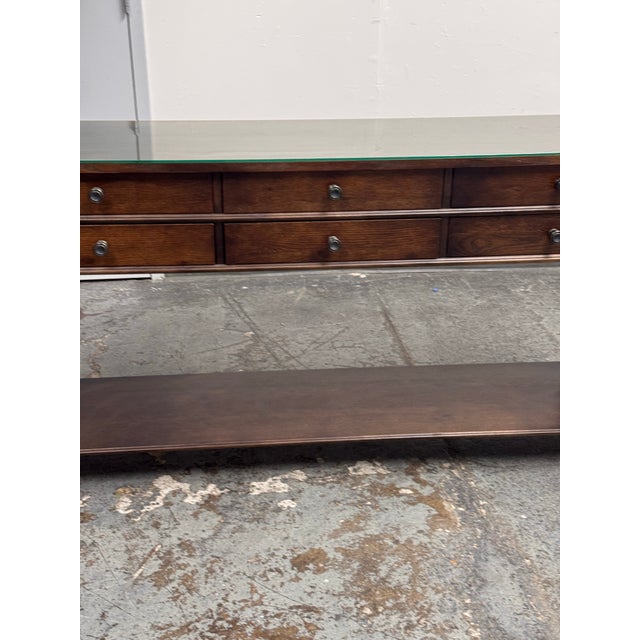 Wood Bassett Furniture Six Drawer Console Table For Sale - Image 7 of 12