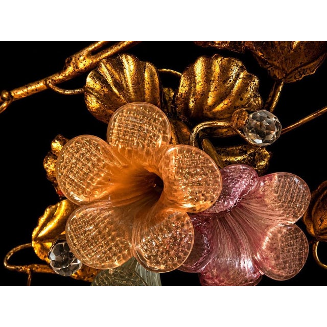 1980s Pink Murano Glass Floral Chandelier, 1980s For Sale - Image 5 of 14