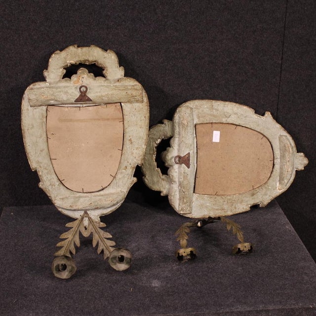 Wood Antique Louis XV Italian Wall Lights, 1780s, Set of 2 For Sale - Image 7 of 12