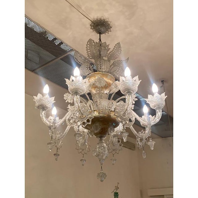 Glass Italian Style Murano Glass Transparent Chandelier by Simoeng For Sale - Image 7 of 13