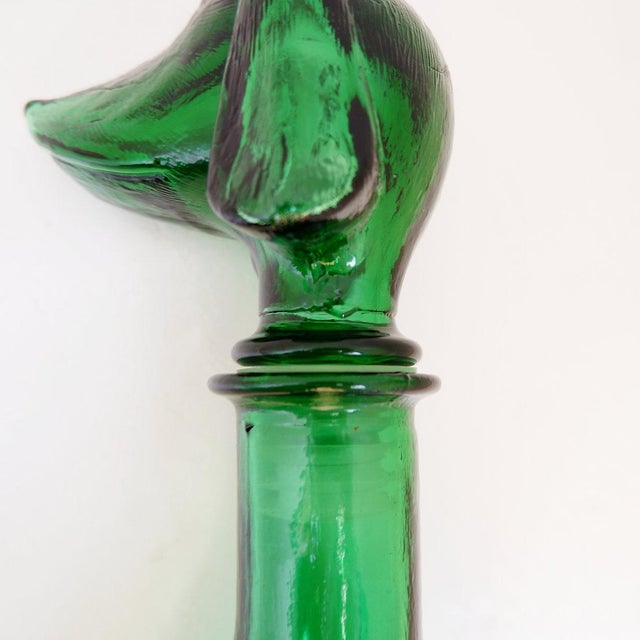 Mid-Century Modern Carafe in Green Embossed Glass, 1960s For Sale - Image 5 of 16