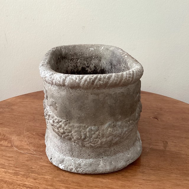 Vintage Concrete Petite Garden Oval Planter W/Sculptural Detail and Garland Swag For Sale In Chicago - Image 6 of 12
