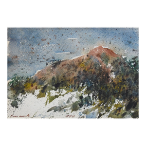 1959 Impressionist Mountain Landscape Watercolor Painting