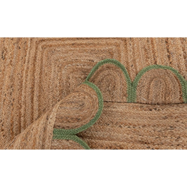 Green Olive Green Scallop Edge Jute Rug 3x20 Ft. For Sale - Image 8 of 13