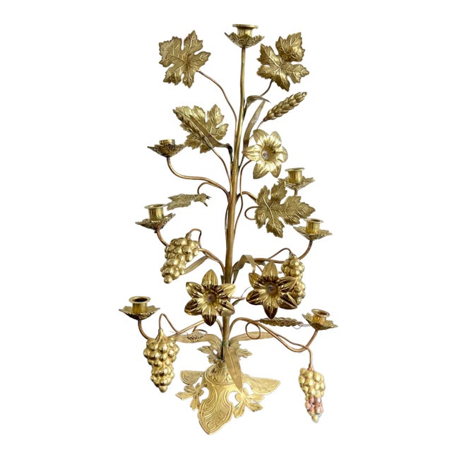 French French 19th Century Antique Brass Altar Candelabra, Set of 3 For Sale - Image 3 of 12