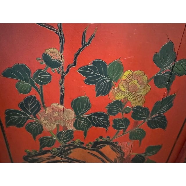 Mid 19th Century Qing Dynasty Shanxi Red Lacquer Painted Wedding Cabinet, Elm, Fully Decorated Back For Sale In Los Angeles - Image 6 of 10