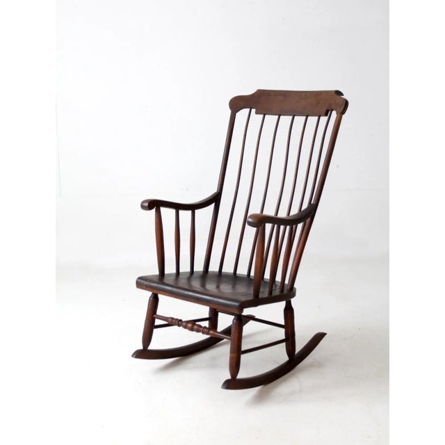 Wood Antique American Windsor Rocking Chair For Sale - Image 7 of 10