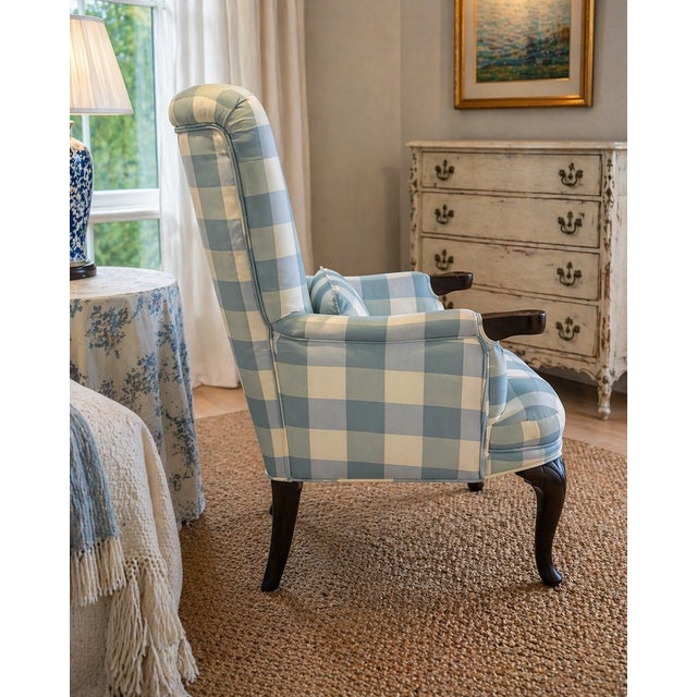 Traditional Antique Armchair | Lee Jofa Silk Upholstery For Sale - Image 3 of 10