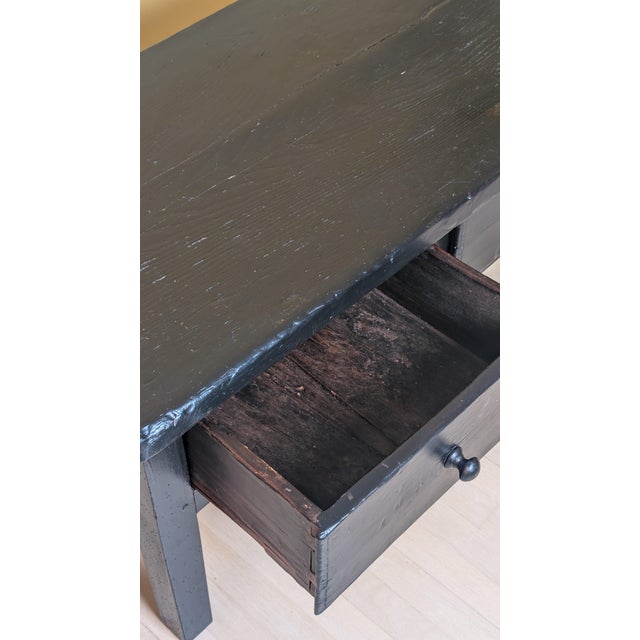 Black 19th Century Rustic Black Painted Coffee Table For Sale - Image 8 of 14