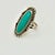 1970s 1970s Vintage Southwestern Navajo Elongated Oval Turquoise & Sterling Ring, Artist Signed, Size 7.75 For Sale - Image 5 of 9