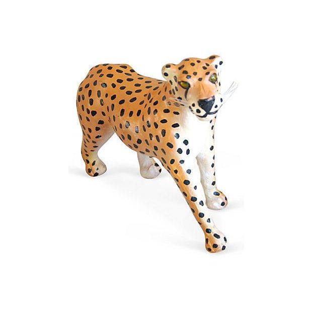1970s HandPainted Leather Cheetah Figurine Chairish