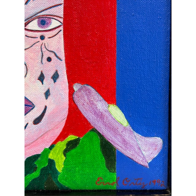 Portraiture Vintage 90s Chicago Imagist Red-Haired Portrait by Errol Ortiz For Sale - Image 3 of 3