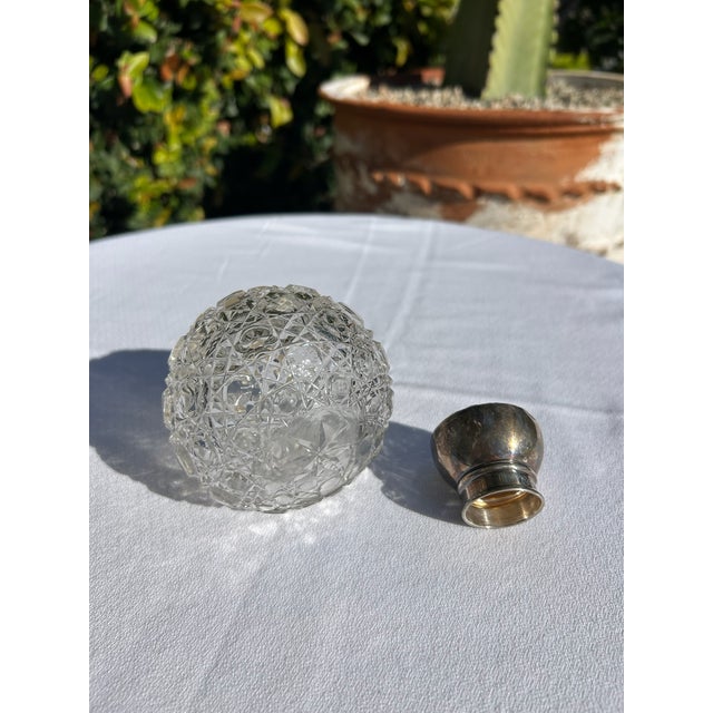 Vintage Sterling Silver & Cut Crystal Perfume Bottle For Sale - Image 4 of 13