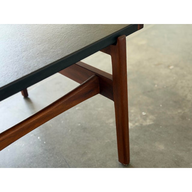 Wood 1960s Jens Risom Side Table - Leather + Walnut - Mid Century Modern End Table + Drawer For Sale - Image 7 of 8