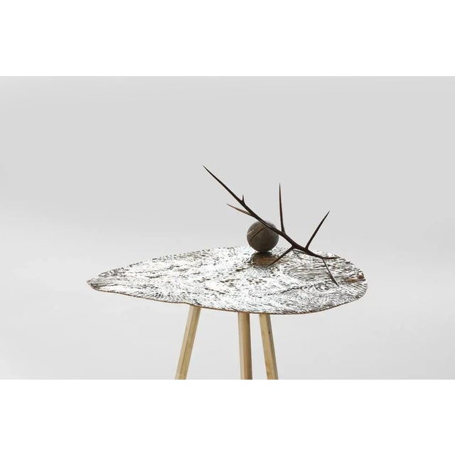 Brass Hand-Sculpted Side Table by Samuel Costantini For Sale - Image 6 of 7