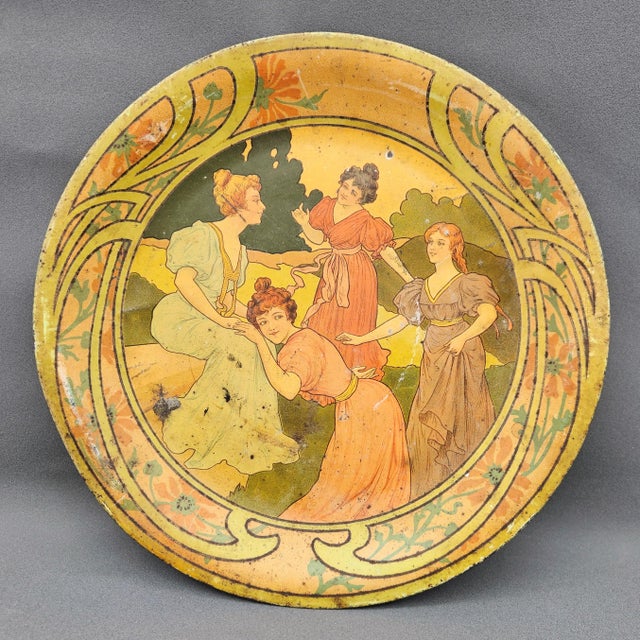 Art Nouveau Tin Plate, 1920 For Sale - Image 4 of 4