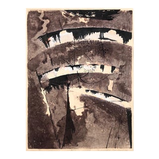 Modernist 1960s Japanese Woodblock Print, Shinichi Takahashi