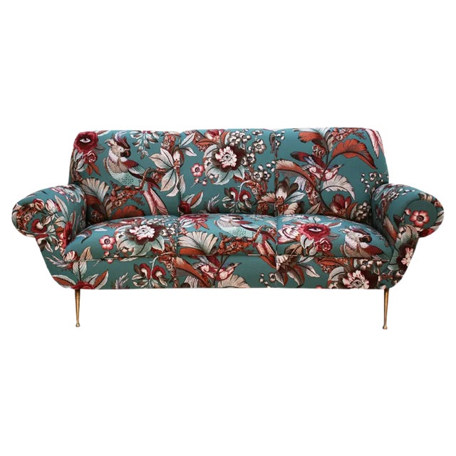 Vintage Italian Curved Sofa For Sale